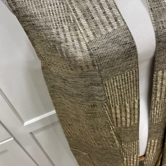 Expresso Long Gold Shine Vest with Pockets 97% Poly 3% Spandex Med or Large - Picture 10 of 16